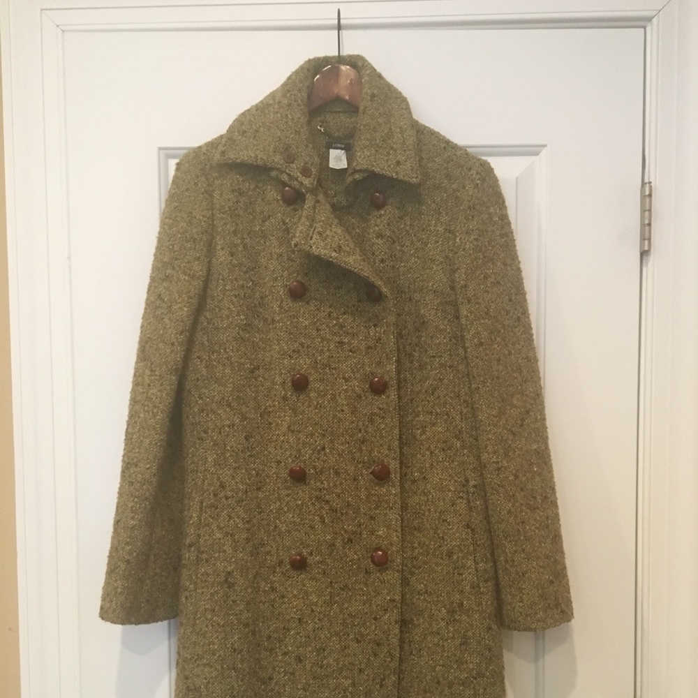 J. Crew Green Pea Coat - Size 8